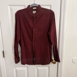 J. Crew Men's Dark Red Casual Button-Down Shirt